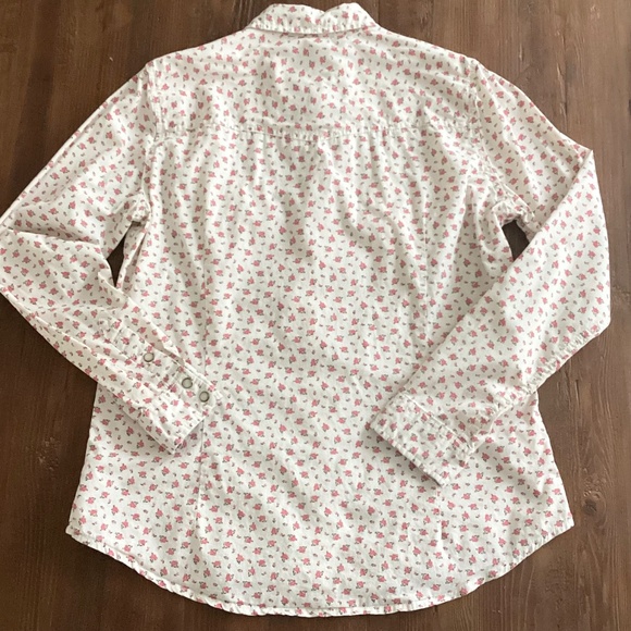 Carhartt Women’s Floral Snap Button Western Shirt Ivory Pink XL - Picture 9 of 10